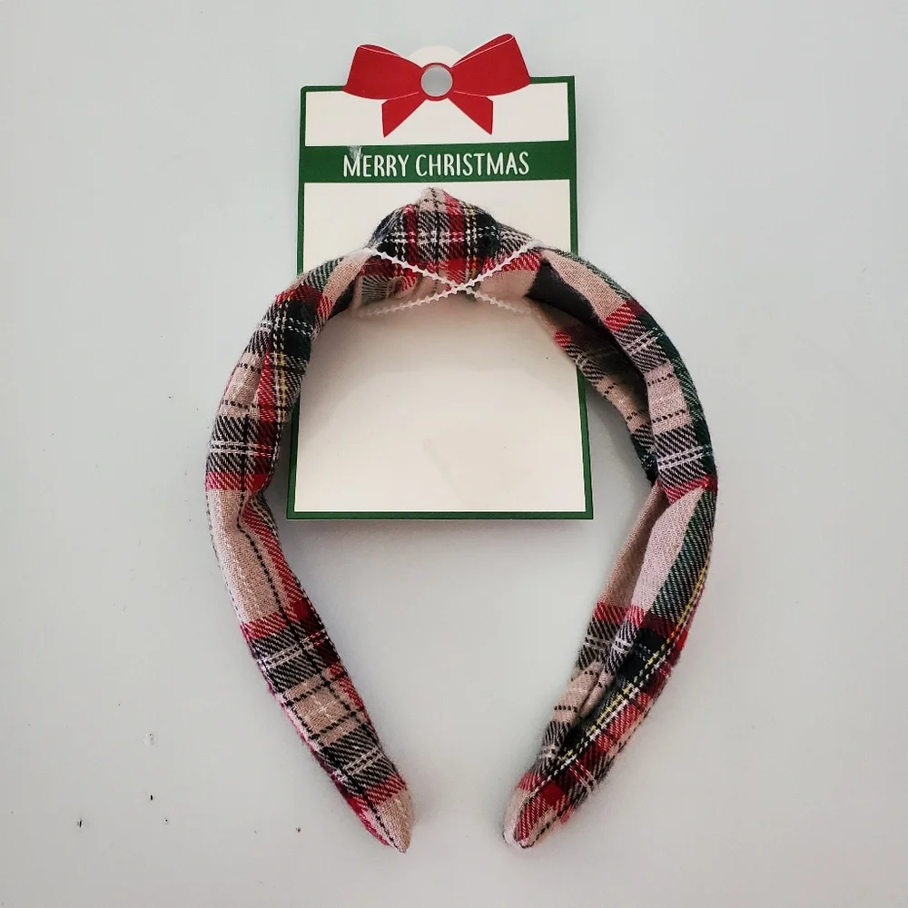 Christmas holiday plaid head band